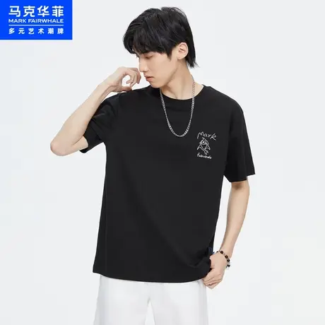 商场同款马克华菲鲸鱼字母链条绣短袖T恤男23夏新款时尚休闲上衣商品大图