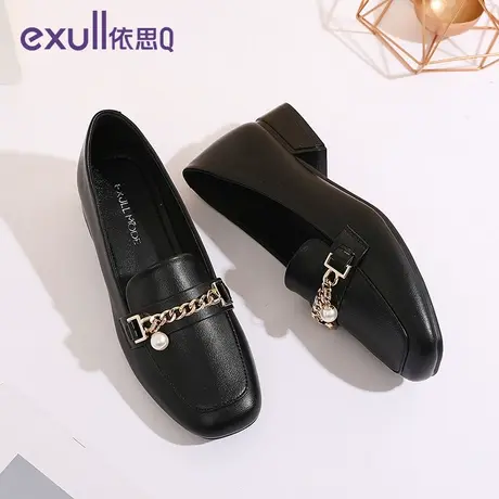 依思q高跟鞋秋冬女2023年新款单鞋女秋冬女鞋尖头低跟OL风鞋子图片