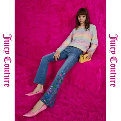 Juicy Couture橘滋初秋冬新款万花筒牌段染纱圆领女式毛衣商品大图