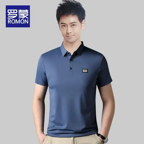 罗蒙夏季短袖polo衫男2023新款宽松商务冰丝翻领t恤男士上衣夏天商品大图