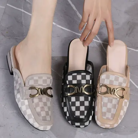 2023时尚包头大码女凉鞋41-43拖鞋女外穿真皮仙女风百搭网纱凉拖商品大图