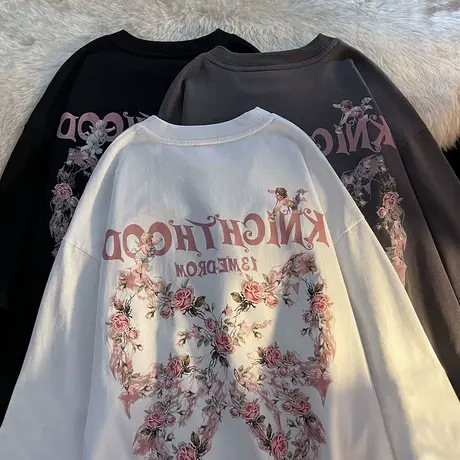 美式街头风vibe大码薄款情侣卫衣女ins潮牌炸街小众早秋外套上衣商品大图