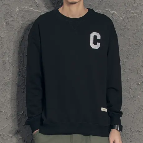 奕飏缉明线简约圆领男士卫衣帅气潮流百搭春装上衣男生韩版潮衣服商品大图