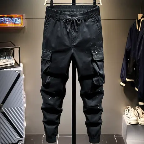 秋冬季时尚潮牌黑色工装裤男宽松束脚百搭男士休闲长裤子男哈伦裤商品大图