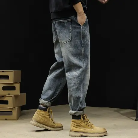 牛仔裤男秋冬男弹力宽松小直筒男裤2023新款男款潮牌大码裤子秋季商品大图