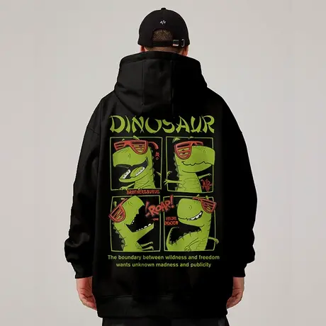 美式复古潮牌卡通卫衣胖子男生外套连帽宽松大码情侣宽松带帽套头商品大图