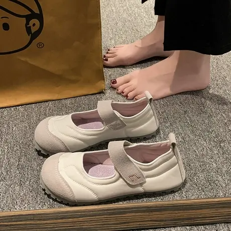 玛丽珍平底单鞋女2023夏季新款小众设计感魔术贴女鞋休闲百搭鞋子商品大图