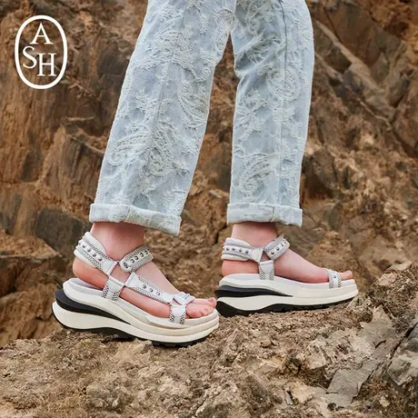 ASH女鞋新款SHOGUN铆钉撞色魔术贴增高鞋运动凉鞋女8商品大图