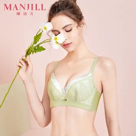 熳洁儿新款甜美透气无钢圈小胸聚拢文胸蕾丝收副乳上托调整型内衣商品大图