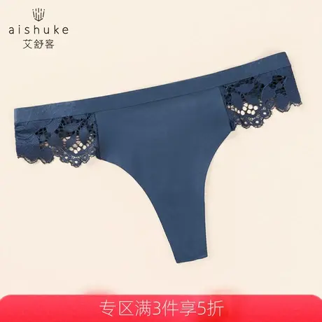 艾舒客内裤女低腰蕾丝性感T裤衩无痕丁字裤头纯棉底裆薄款透气图片