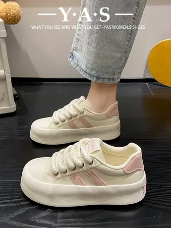 厚底小白鞋女2024新款春秋季休闲运动板鞋爆款饼干鞋学生帆布女鞋商品大图