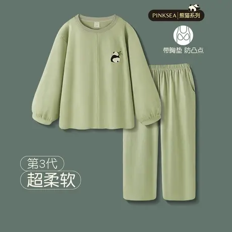 情侣睡衣女春秋带胸垫纯棉长袖套装2023年新款大码可外穿家居服男图片