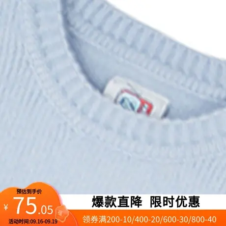 艾格2023春季新品休闲时尚字母拼色套头长袖针织衫Y304图片