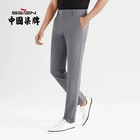 柒牌速干清仓休闲长裤男士商务时尚青年通勤字母印花直筒男裤子商品大图