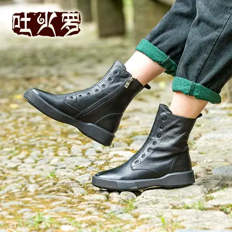 吐火罗女鞋2021新款马丁靴女春秋单靴百搭短靴高帮休闲靴复古靴子图片