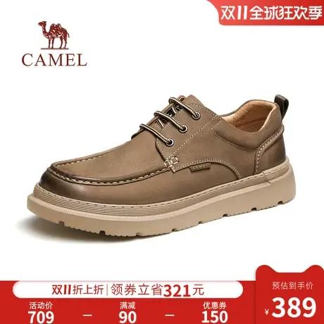 骆驼2023秋季新款复古磨砂牛皮止滑厚底缓震按摩舒适经典休闲鞋男商品大图