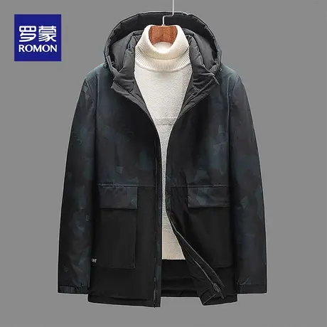 罗蒙新款冬季连帽羽绒外套双面穿商务休闲羽绒服可拆卸帽保暖上衣图片