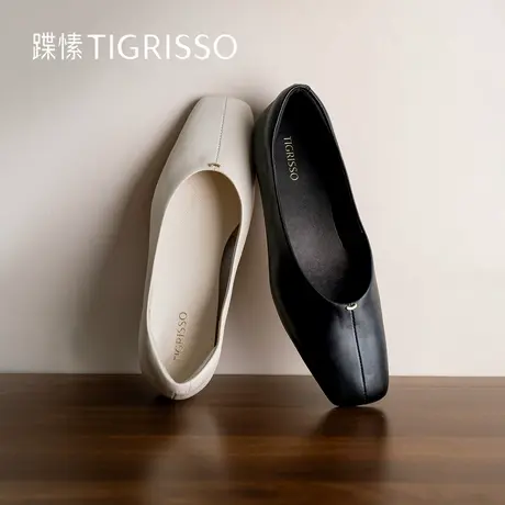 小奶皮|蹀愫2025年春新款方头一脚蹬平底单鞋奶奶鞋TA65113-14商品大图
