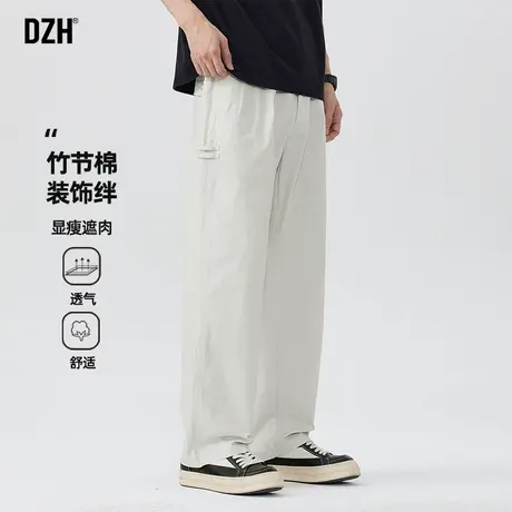青少年白色休闲长裤男春季2025新款工装裤子痞帅高级感男裤直筒裤图片