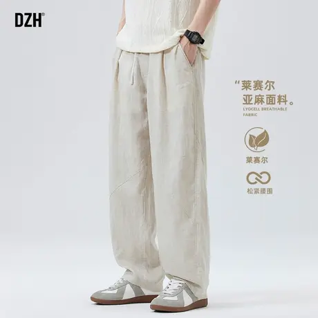 男士天丝莱赛尔亚麻裤子男款2025新款运动休闲裤直筒长裤夏季薄款商品大图
