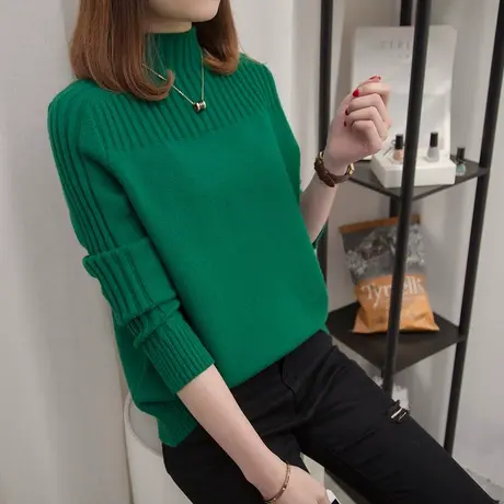 套头半高领打底衫2023新款韩版内搭秋冬宽松加厚洋气女士短款毛衣商品大图