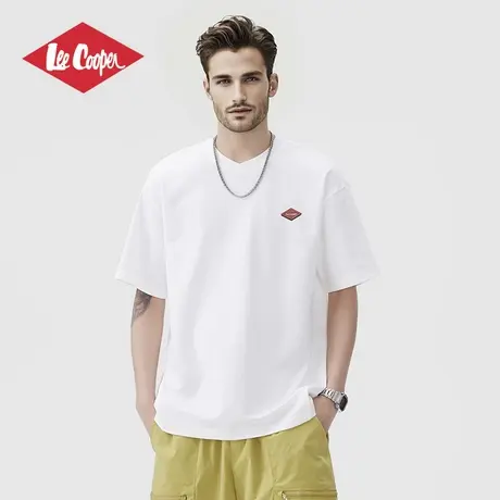 Lee Cooper/李库珀 简约v领短袖t恤男士2025夏季薄款凉感白色上衣商品大图