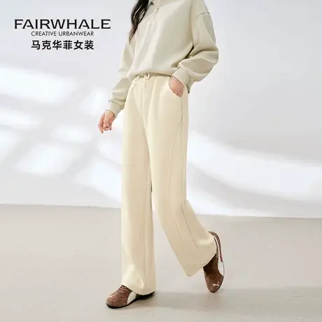 马克华菲直筒休闲裤女2025秋季新款卫裤高腰宽松阔腿裤窄版香蕉裤商品大图