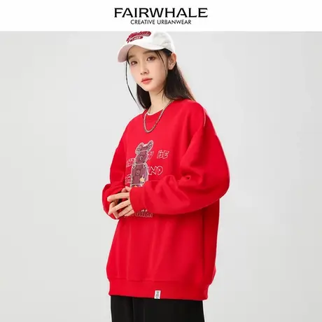 马克华菲美式复古圆领卫衣女2025新款春秋卡通动漫宽松情侣装上衣图片