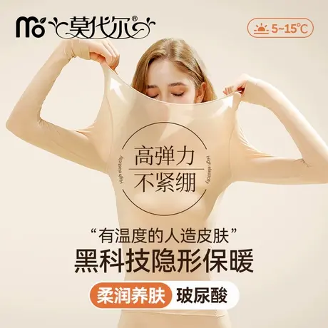 保暖内衣女款超薄圆领肌底衣秋衣秋裤套装高弹打底衫内穿美肤衣商品大图