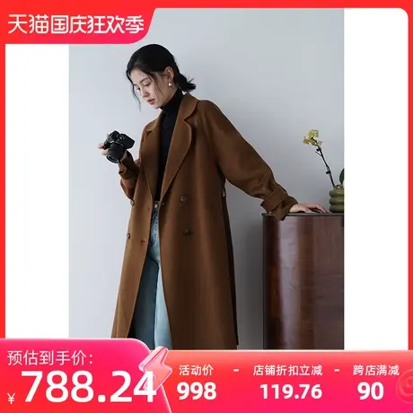 嘉茱莉秋冬新款1OO羊毛大衣外套女小个子毛呢外套复古羊毛大衣商品大图