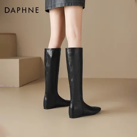 达芙妮黑色巨好看长筒高筒长靴2026新款女士女款骑士女靴子秋冬季图片