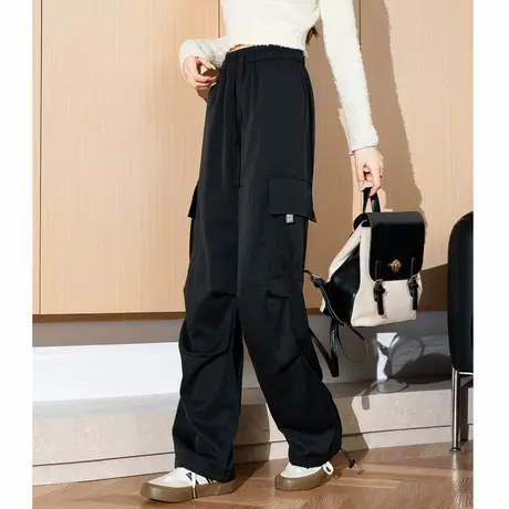 唐狮美式工装裤大口袋户外新款女初秋显瘦阔腿裤百搭休闲裤ljTD图片
