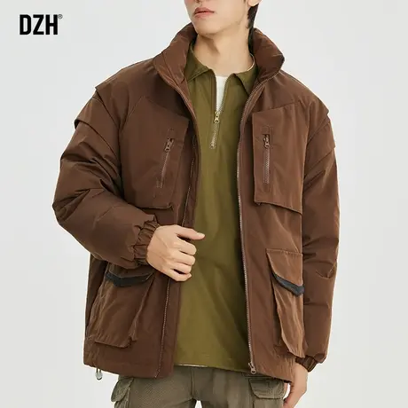 男士美式工装棉服男冬季加厚咖啡色立领外套新款2023爆款棉衣袄子商品大图