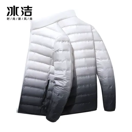 冰洁立领鸭绒羽绒服2023冬季新款男女情侣装时尚渐变色休闲外套JB图片