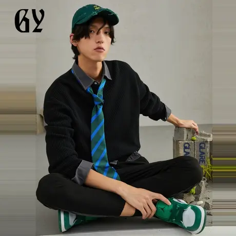 雅戈尔奥莱 GY男装毛衫秋冬时尚阔版宽松休闲圆领针织毛衫商品大图