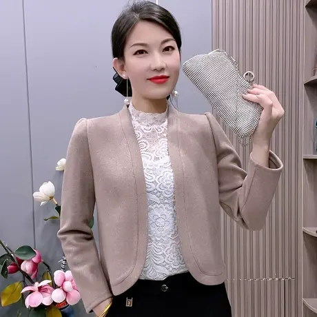 针织开衫外套女短款小外套小个子大码百搭妈妈装纯色毛衣外搭春秋图片