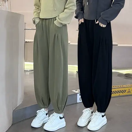哈伦裤女秋季2023新款高腰显瘦宽松百搭束脚运动萝卜九分休闲裤子商品大图