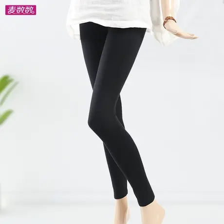 加长打底裤女高个子外穿薄棉质九分黑色弹力胖妹妹显瘦高腰透气商品大图