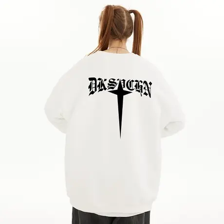 Nuthink美式高街四芒星圆领卫衣男潮中性风潮流宽松大码上衣春季商品大图