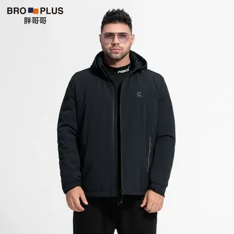 胖哥哥连帽羽绒服男大码短款轻便保暖时尚休闲加肥加大男士外套冬商品大图