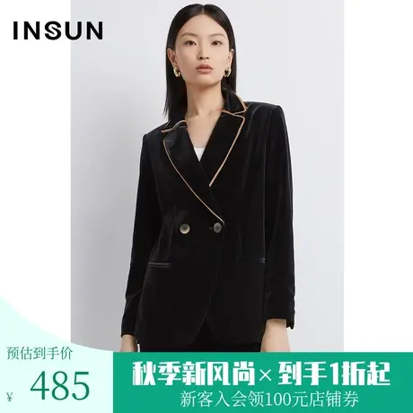 恩裳2023早春新品对丝工艺复古气质丝绒西服气质西装外套商品大图