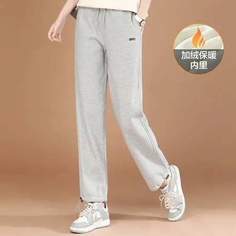 韩潮袭人松紧腰束脚卫裤加厚运动裤女宽松加绒休闲裤商品大图