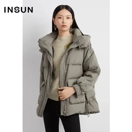 INSUN恩裳线上专选冬季提花一手长休闲鹅绒面包服图片