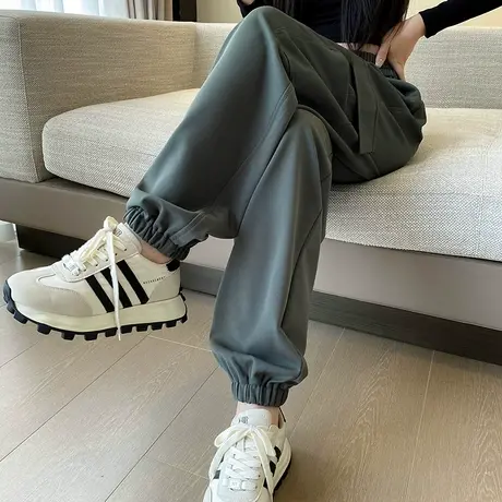 束脚阔腿工装裤女春秋高腰显瘦宽松垂感休闲美式直筒灯笼运动裤子商品大图