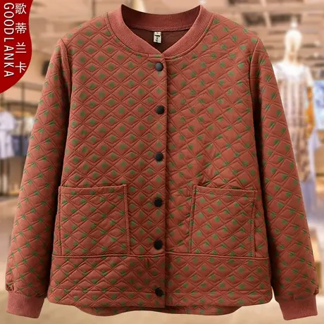 加肥加大码妈妈秋装夹克200斤宽松时尚中老年女波点提花休闲外套图片