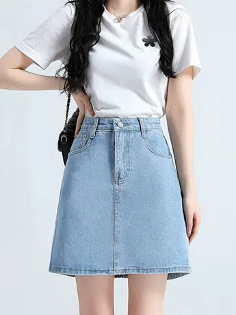小众甜美ins高腰牛仔裙短裙女2023春夏新款a字裙百搭包臀半身裙子图片