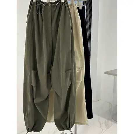 复古港味阔腿工装裤女夏季百搭宽松显瘦原宿风运动休闲长裤ins潮商品大图