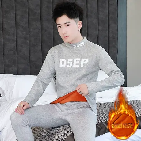 冬季保暖内衣套装男士青少年学生大童半高领加绒加厚秋衣秋裤一套图片