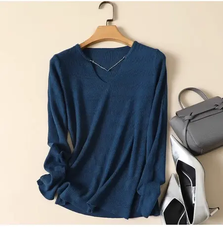 清仓！秋冬2022新款V领套头针织衫女韩版爆款百搭气质毛衣打底衫商品大图