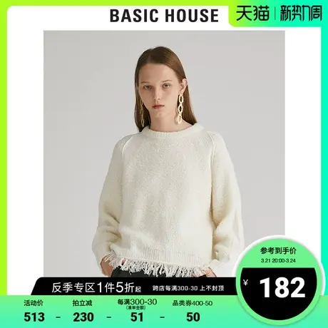 Basic House/百家好秋冬女装商场同款时尚简约羊毛针织衫HUKT721L图片